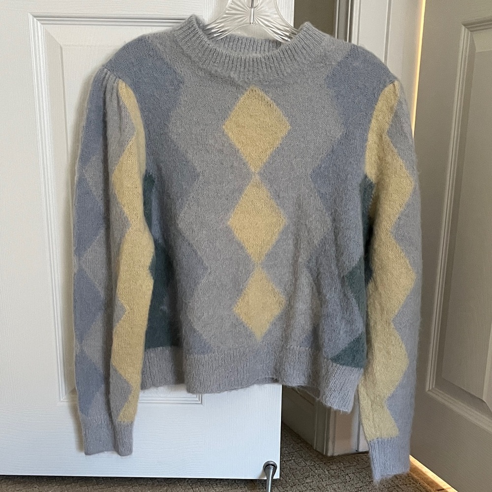 J. Crew Argyle Sweater - Cream and Blue